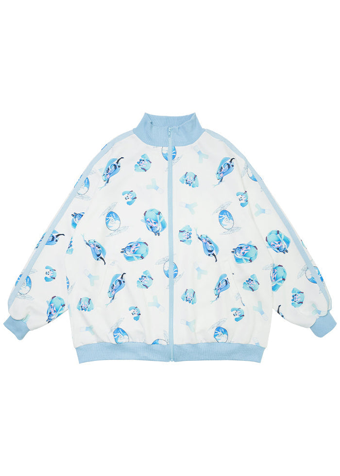 ACDC Rag Hatsune Miku Forever White Blue Jersey Oversized Jacket — front view