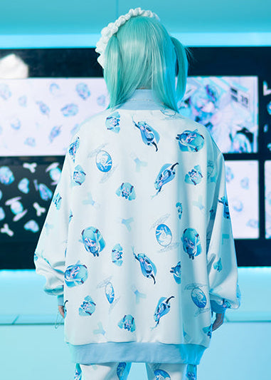 ACDC Rag Hatsune Miku Forever White Blue Jersey Oversized Jacket — model back view