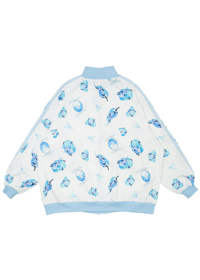 ACDC Rag Hatsune Miku Forever White Blue Jersey Oversized Jacket — back view