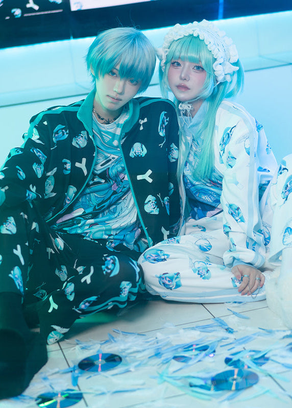 ACDC Rag Hatsune Miku Forever White Blue Jersey Oversized Jacket — detail shot 4