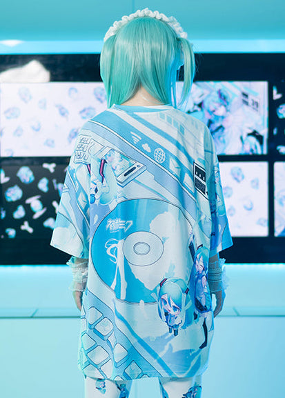 Hatsune Miku Forever White Blue Oversized Tee