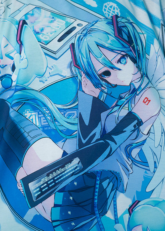 Hatsune Miku Forever White Blue Oversized Tee