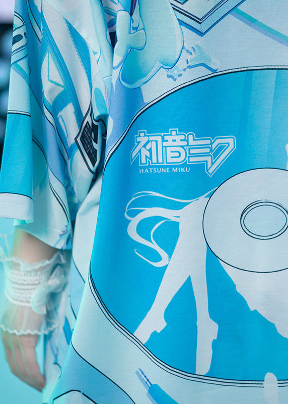 Hatsune Miku Forever White Blue Oversized Tee