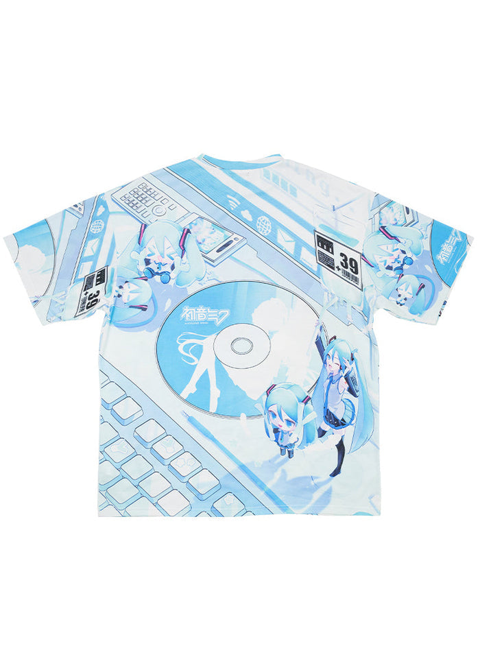 Hatsune Miku Forever White Blue Oversized Tee