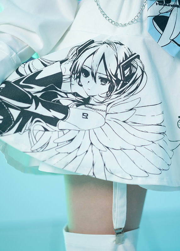 ACDC Rag Hatsune Miku Forever White Blue Skirt with Leg Warmer — model view