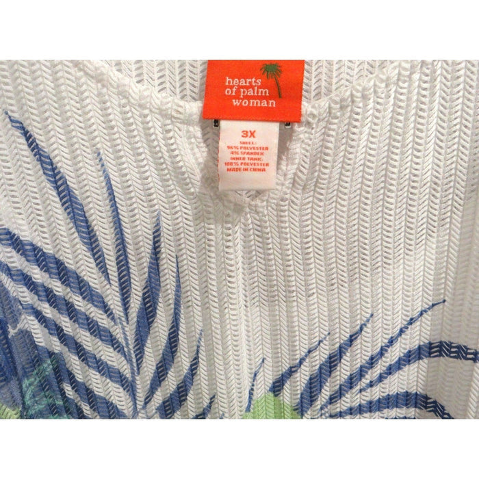 Hearts of Palm Woman Blue Genie 2019 Top Tunic 3X Floral Tropical V Neck2