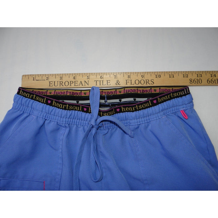 HeartSoul Petite Purple Scrub Pants Flare Leg Stretch Drawstring Waist4