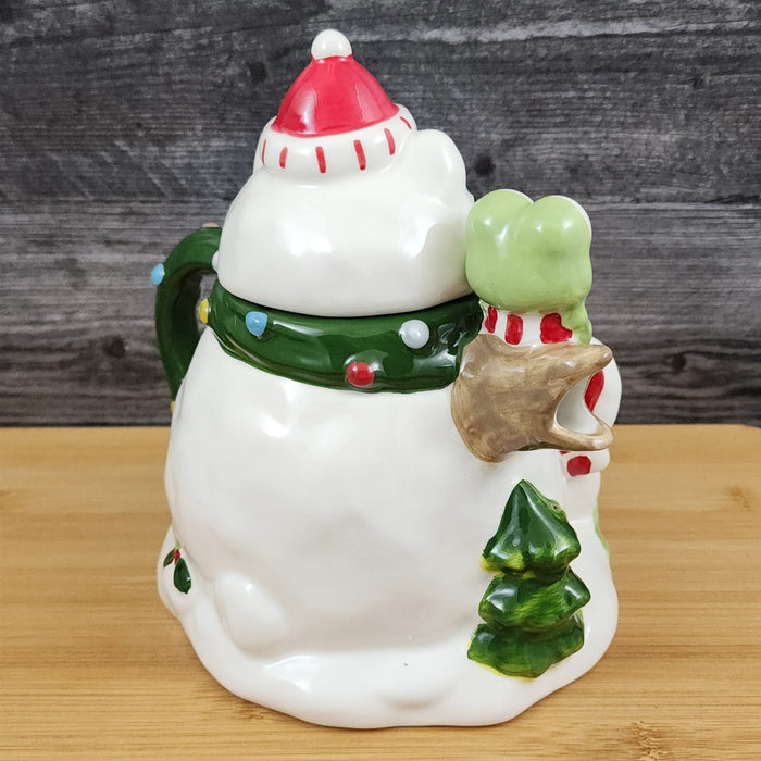 Hello Kitty and Friends Teapot Christmas Snowman Ceramic Blue Sky Holiday Decor