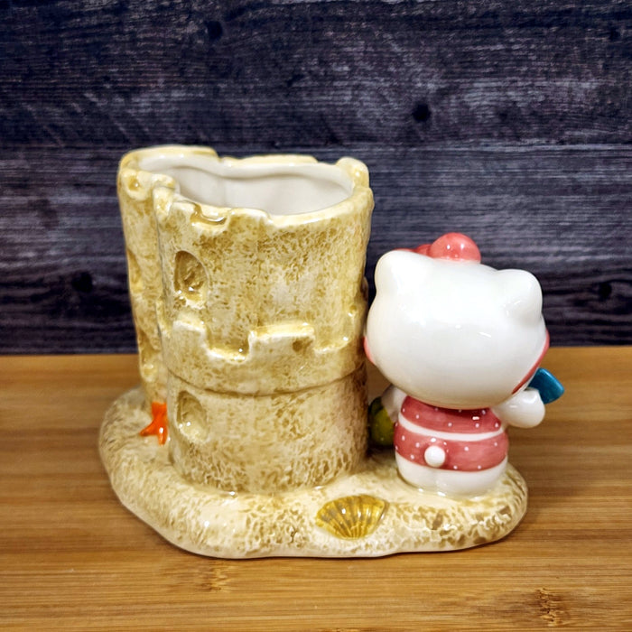 Hello Kitty Beach Sand Castle Planter Ceramic Summer Decor Plant Holder Blue Sky
