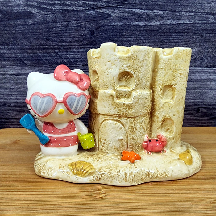 Hello Kitty Beach Sand Castle Planter Ceramic Summer Decor Plant Holder Blue Sky