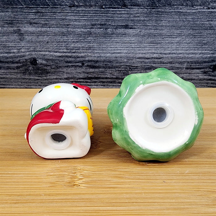 Hello Kitty Christmas Tree Salt Pepper Set Collectible Ceramic by Blue Sky