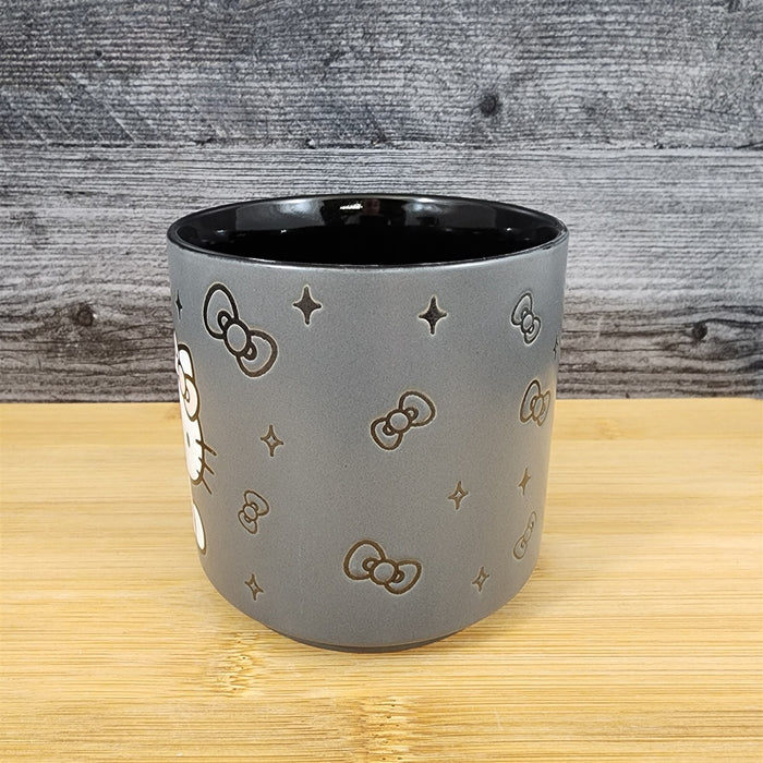 Hello Kitty Coffee Mug Bows Embossed by Blue Sky Ceramic Pink & Black Cup