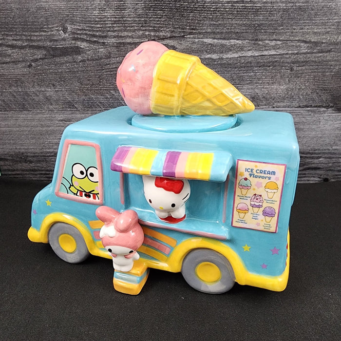 Hello Kitty Cookie Treat Jar with Friends Ice Cream Truck Blue Sky Ceramic