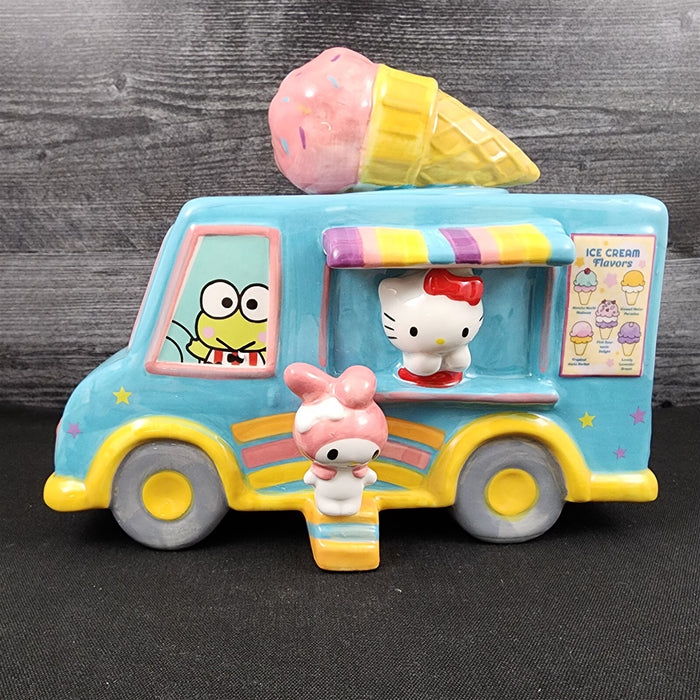 Hello Kitty Cookie Treat Jar with Friends Ice Cream Truck Blue Sky Ceramic