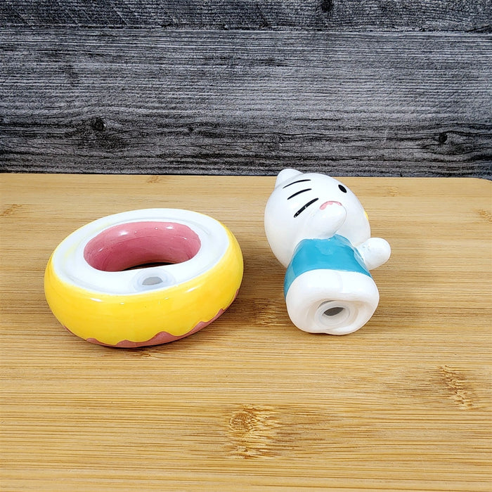 Hello Kitty Donut Tasting Salt Pepper Set Collectible Ceramic by Blue Sky