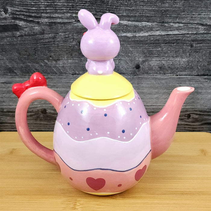 Hello Kitty Easter Bunny Egg Teapot Ceramic by Blue Sky Spring Embossed Decor