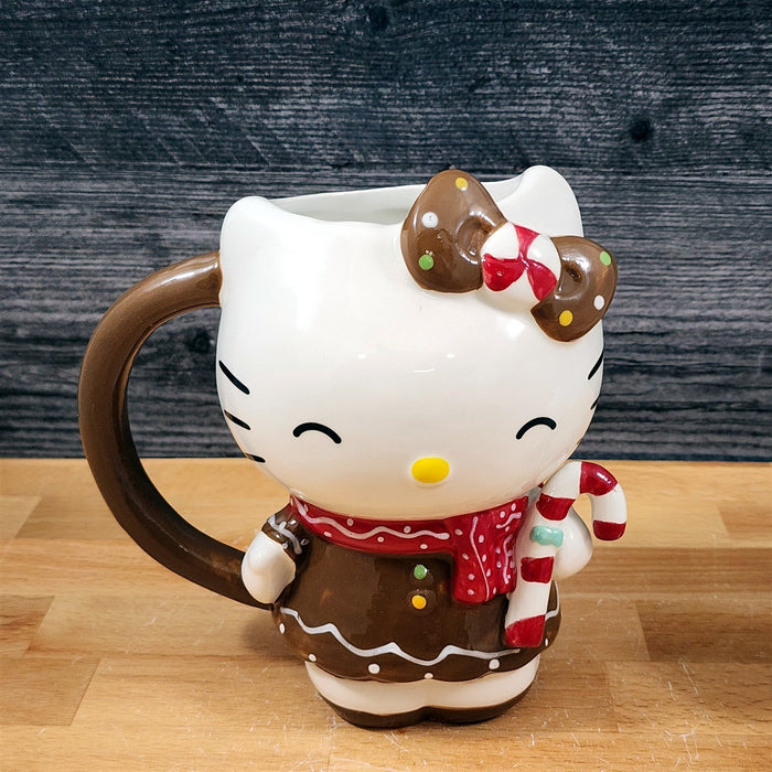 Hello Kitty Gingerbread Coffee Mug & Matching Figurine Set Ceramic Cup Blue Sky