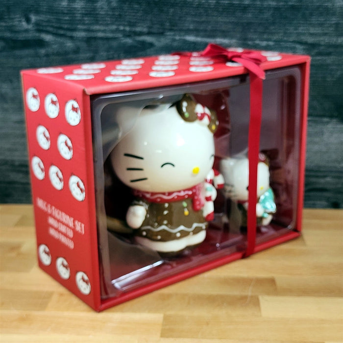 Hello Kitty Gingerbread Coffee Mug & Matching Figurine Set Ceramic Cup Blue Sky