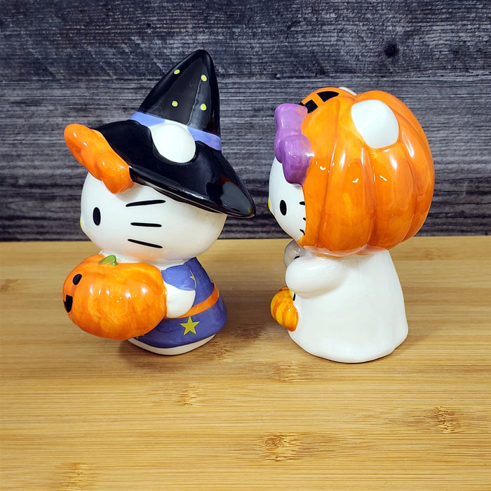 Hello Kitty in Halloween Costumes Figurines Witch & Ghost Décor Ceramic Blue Sky