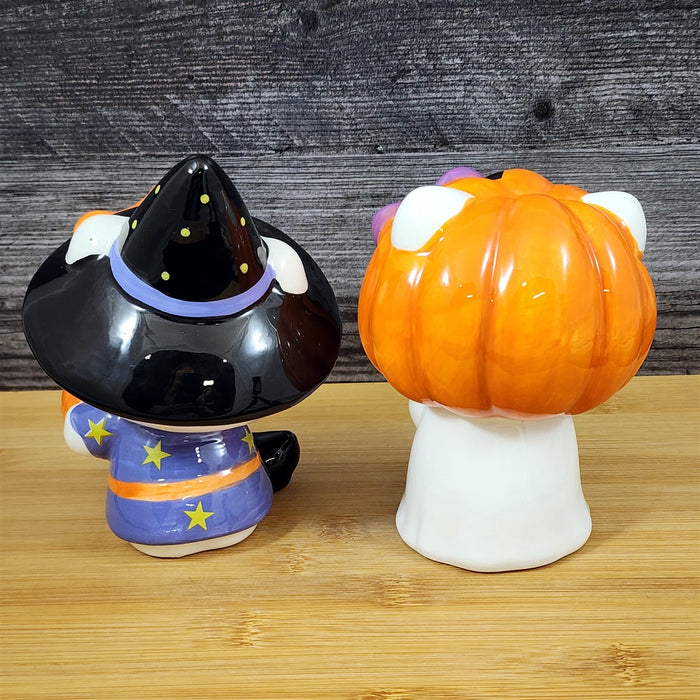 Hello Kitty in Halloween Costumes Figurines Witch & Ghost Décor Ceramic Blue Sky