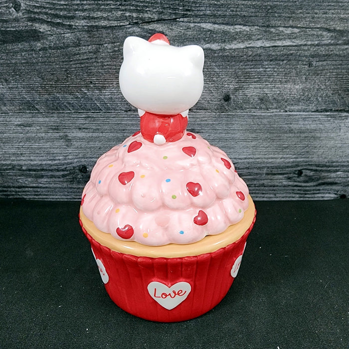 Hello Kitty Red Cupcake Candy Cookie Snack Jar Classic Ceramic Blue Sky Goldminc