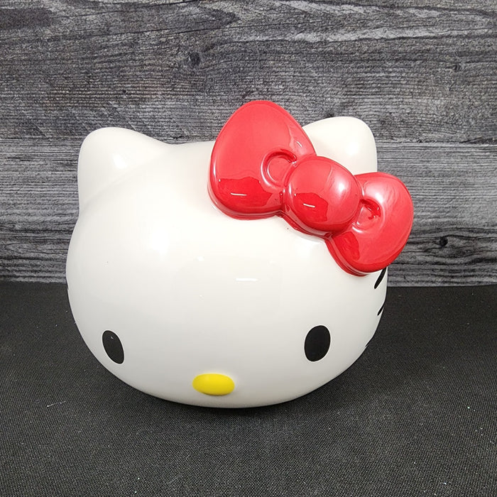 Hello Kitty White Head Bank Ceramic Embossed Red Bow Blue Sky