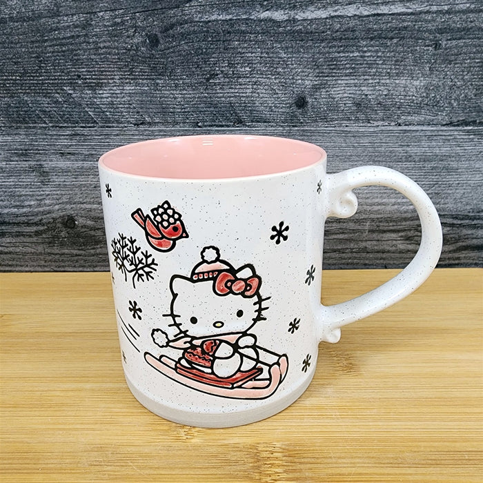 Hello Kitty Winter Sport Sledding Coffee Mug Blue Sky Ceramic Holiday Tea Cup