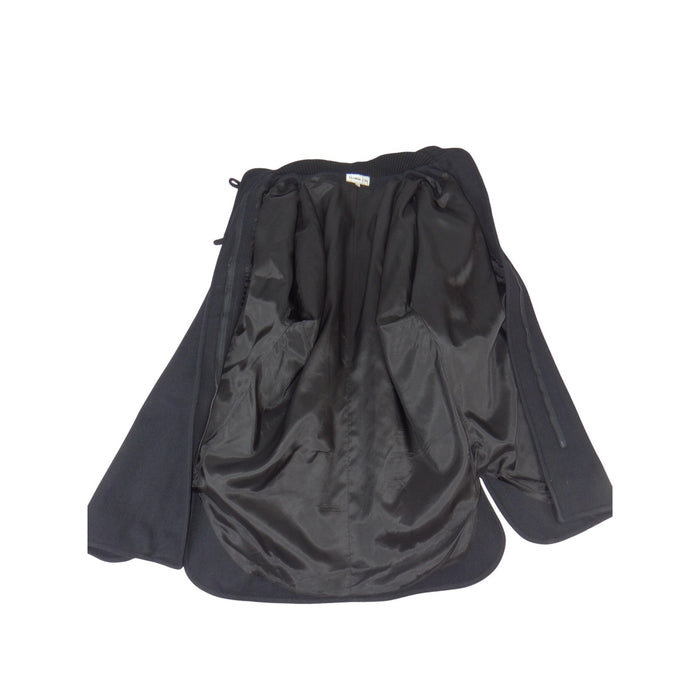 Herman Kay Vintage Black Wool Blend Dolman Sleeve Mock Neck Overcoat Womens S7