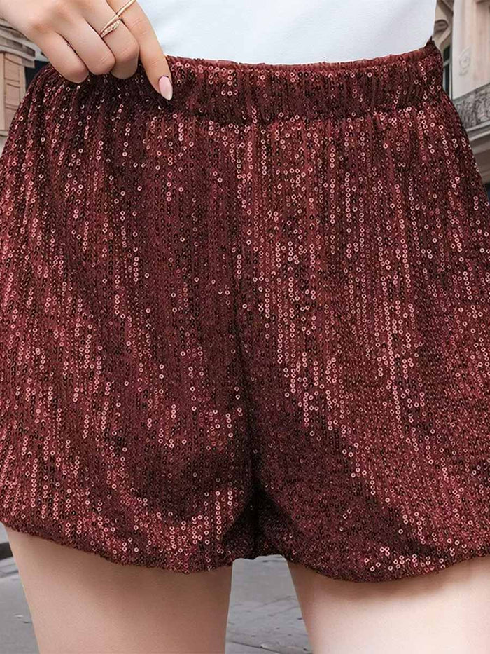High-Waisted Solid Sequin Shorts