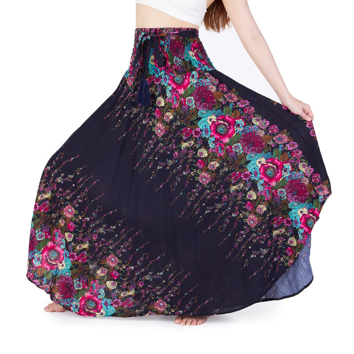HIPPIE FLOWER LONG MAXI SKIRT - Lannaclothesdesign Shop
