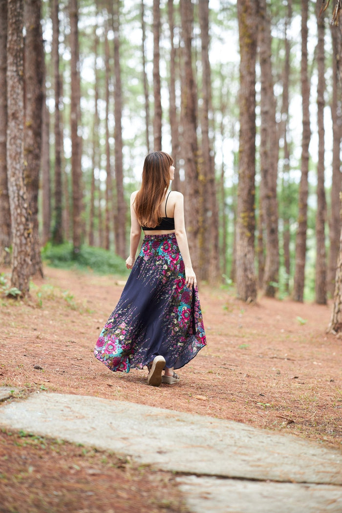 HIPPIE FLOWER LONG MAXI SKIRT - Lannaclothesdesign Shop