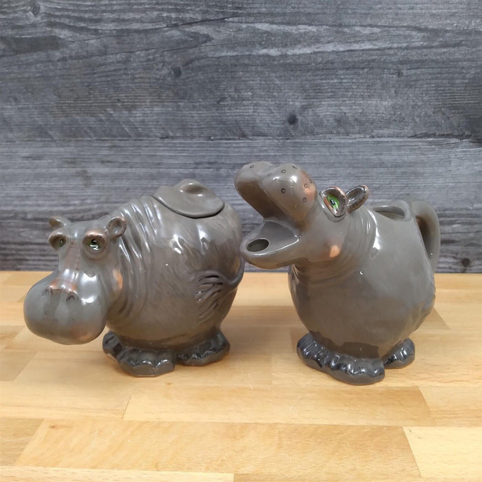 Hippo Sugar Bowl and Creamer Set Decorative by Blue Sky