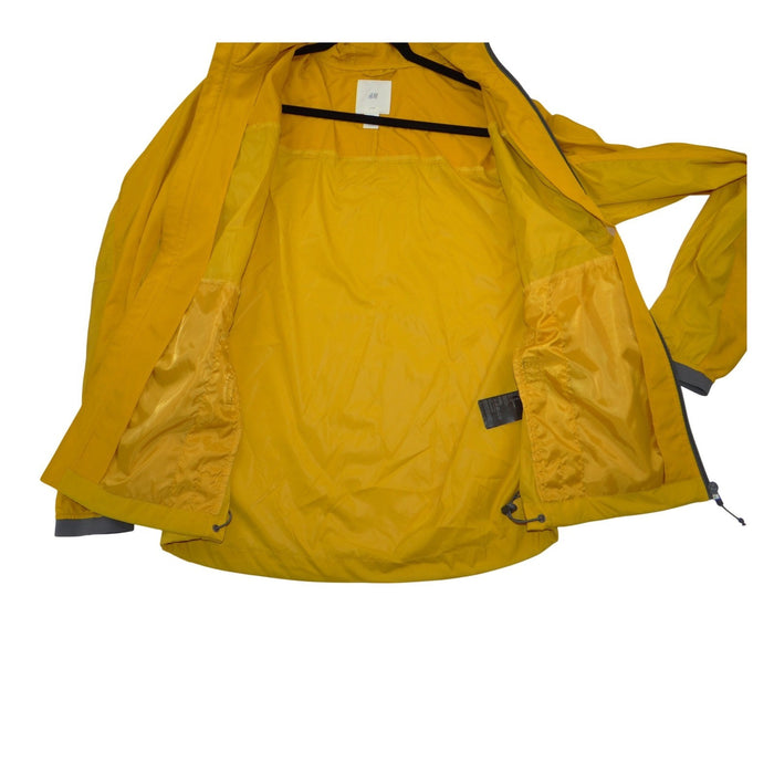 HM Mens Yellow Hooded Windbreaker Lightweight Zip Up Jacket Size M 20131