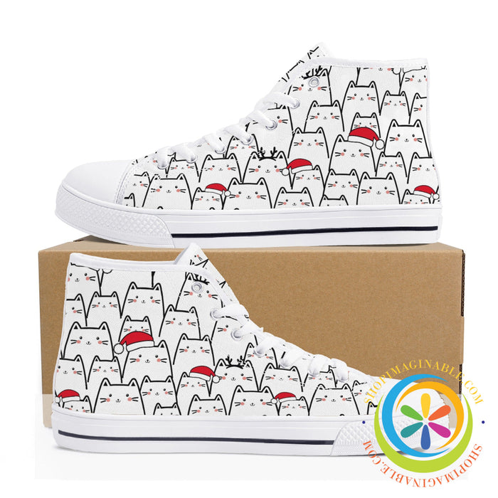 Holiday Cats Ladies High Top Canvas Shoes