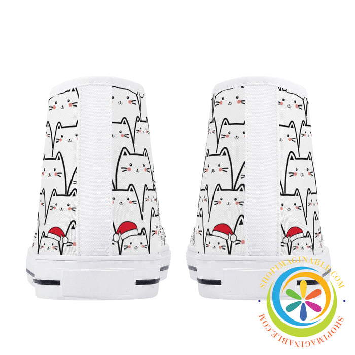 Holiday Cats Ladies High Top Canvas Shoes