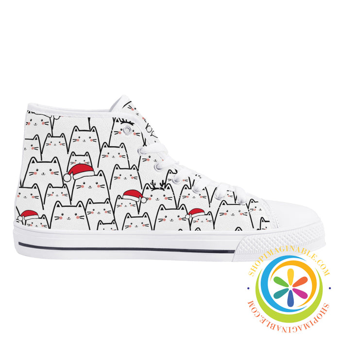 Holiday Cats Ladies High Top Canvas Shoes