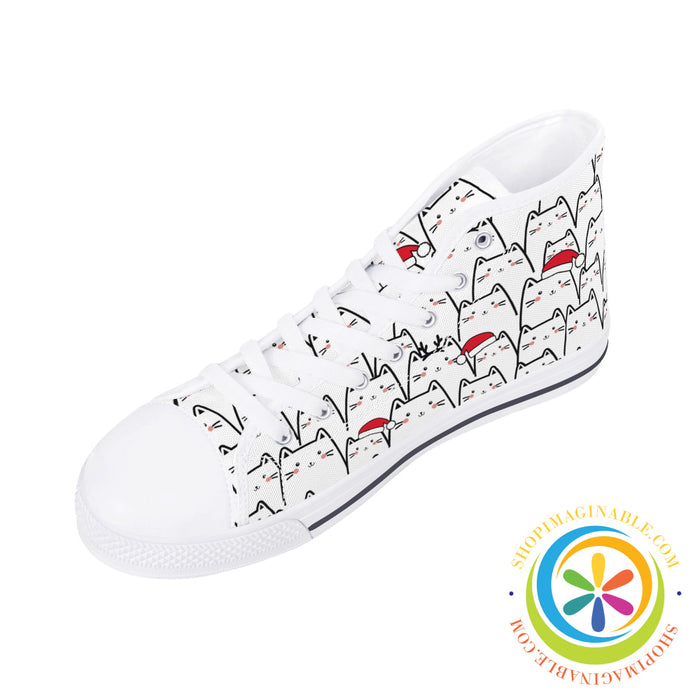 Holiday Cats Ladies High Top Canvas Shoes