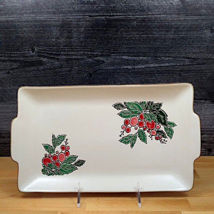 Holiday Christmas Berry Tray Serving Plate 12" Platter Blue Sky