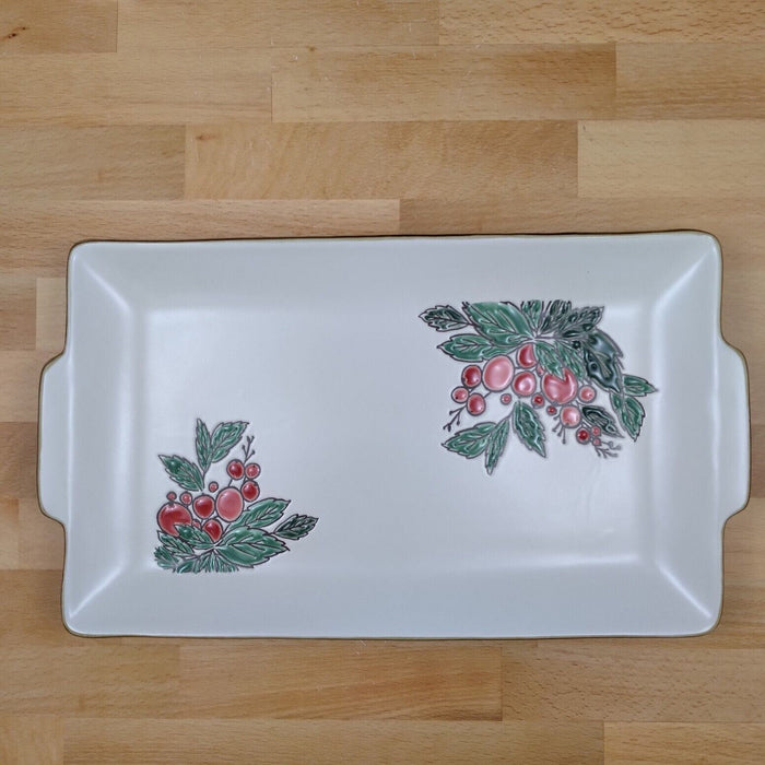 Holiday Christmas Berry Tray Serving Plate 12" Platter Blue Sky