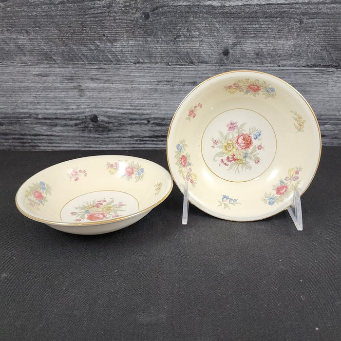 Homer Laughlin Dresden Dessert Bowl Set of 2 Eggshell Nautilus Floral 5 1/4” USA