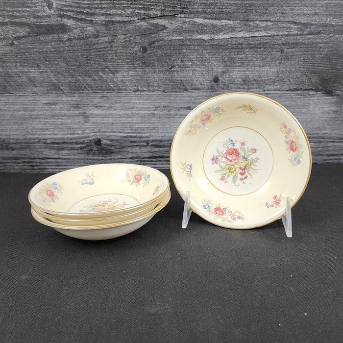 Homer Laughlin Dresden Dessert Bowl Set of 4 Eggshell Nautilus Floral 5 1/4” USA