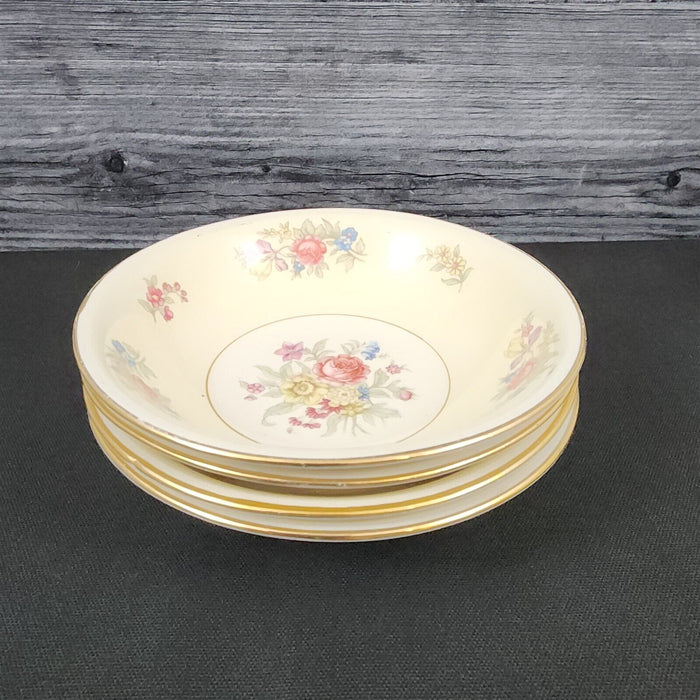 Homer Laughlin Dresden Dessert Bowl Set of 4 Eggshell Nautilus Floral 5 1/4” USA