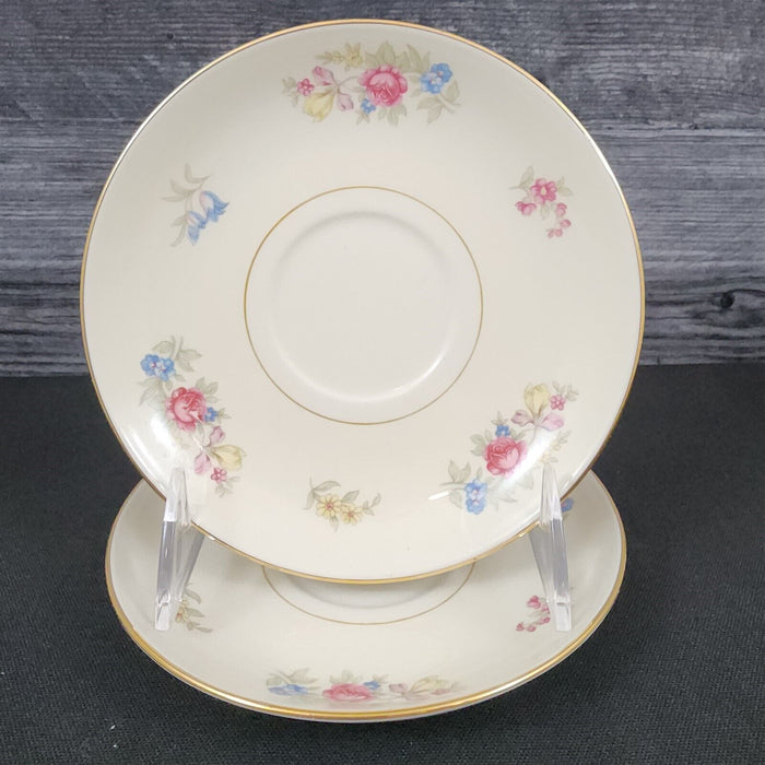 Homer Laughlin Dresden Saucer Set of 2 Eggshell Nautilus Floral 6â€ USA