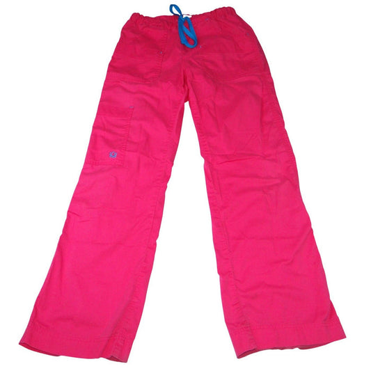 Hot Pink Scrub Pants Women's Cargo Pockets Drawstring Waist0