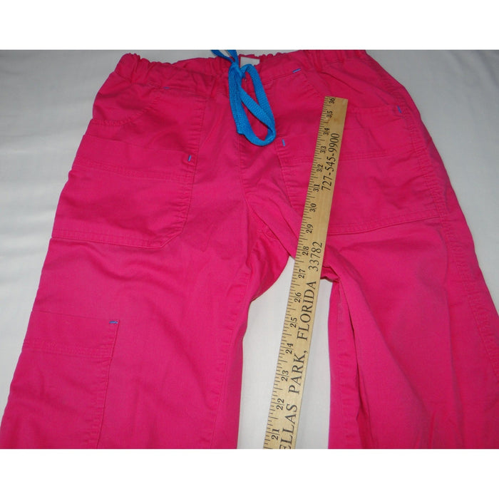 Hot Pink Scrub Pants Women's Cargo Pockets Drawstring Waist3