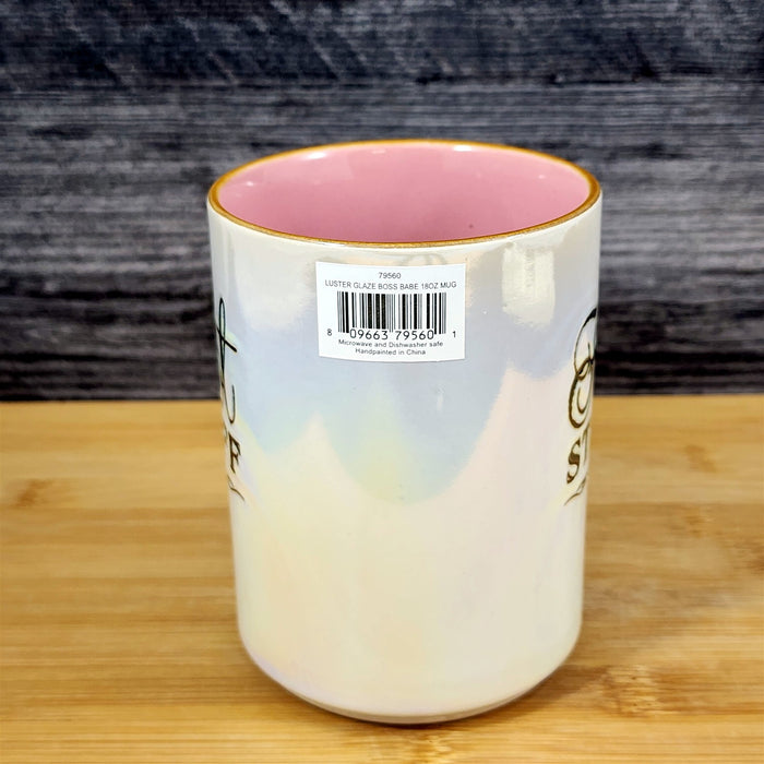 Hot Stuff Coffee Mug Ceramic Luster Glazed Tea Cup Pink Inside by Blue Sky