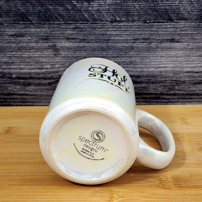 Hot Stuff Coffee Mug Ceramic Luster Glazed Tea Cup Pink Inside by Blue Sky