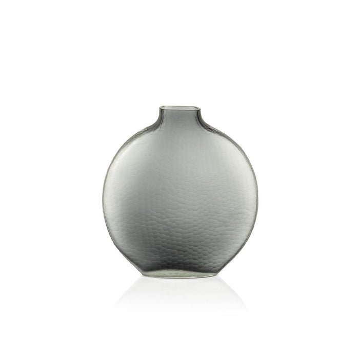 INDIGO SMOKE GRAY MOON SHAPE GLASS VASE