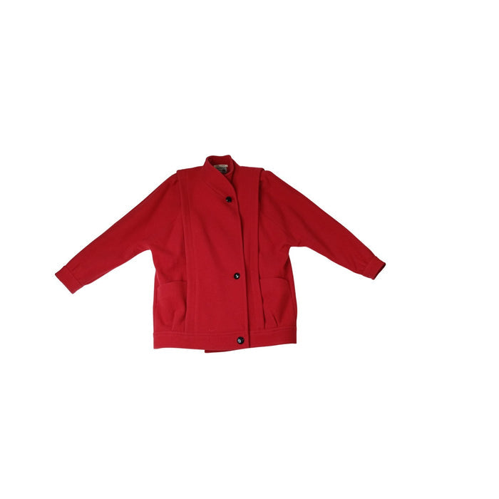 International Scene Red Wool Blend Jacket Button Front Pockets Made in Austria0