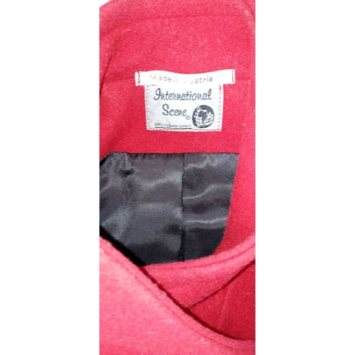 International Scene Red Wool Blend Jacket Button Front Pockets Made in Austria2